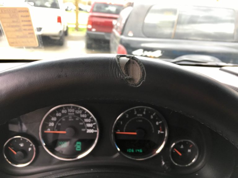 damaged car steering wheel